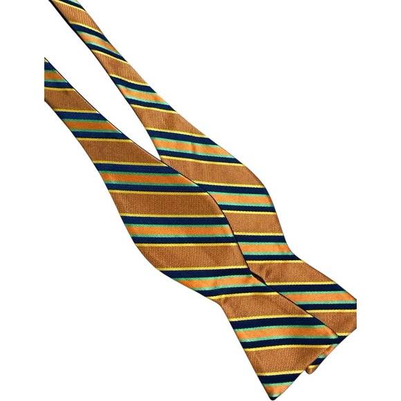 Billy London Bow Tie Yellow With Blue Orange Stripes Easter Or Spring‎ - Picture 1 of 6